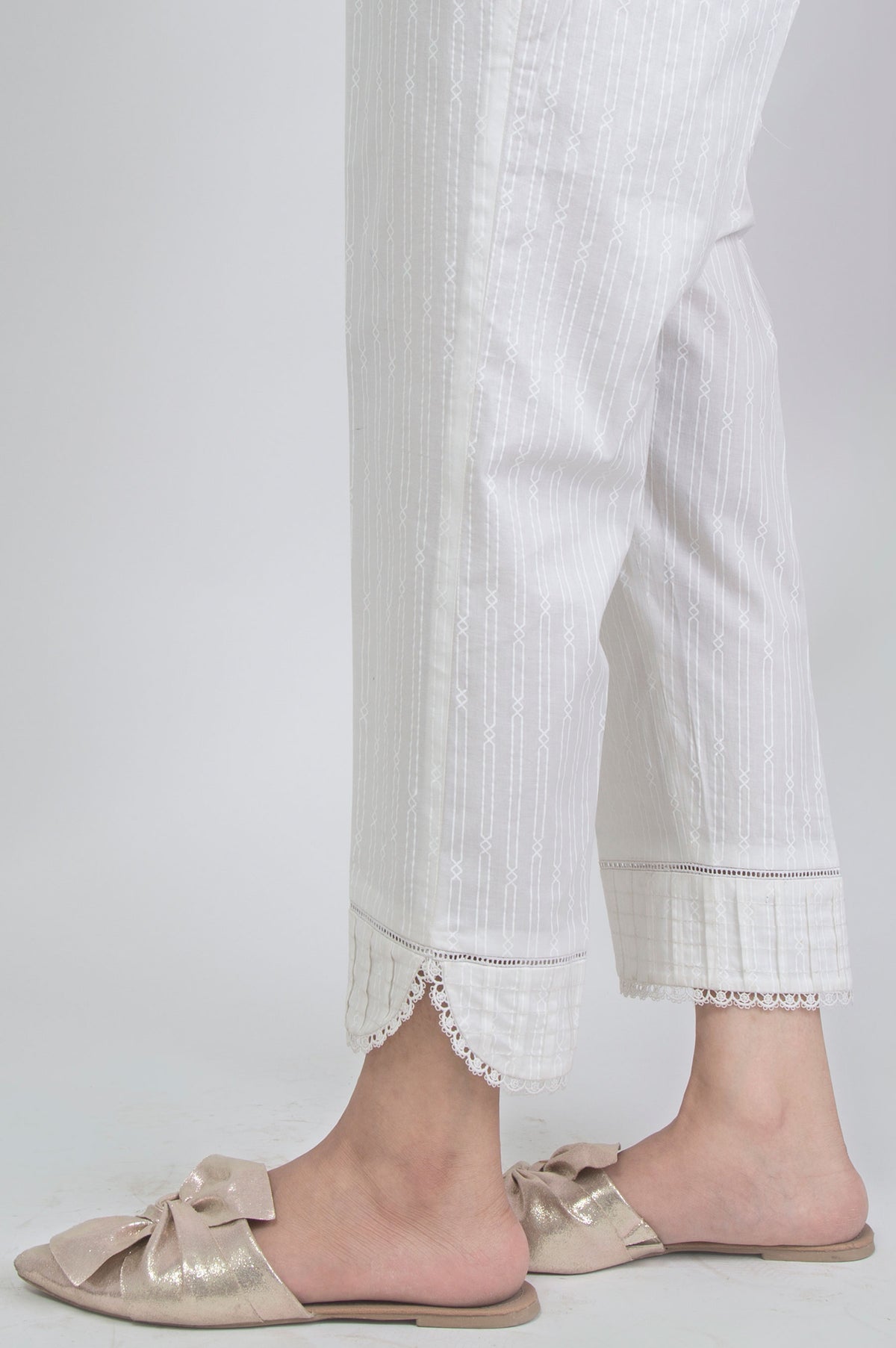 Cambric Cigarette Pants - White Paste