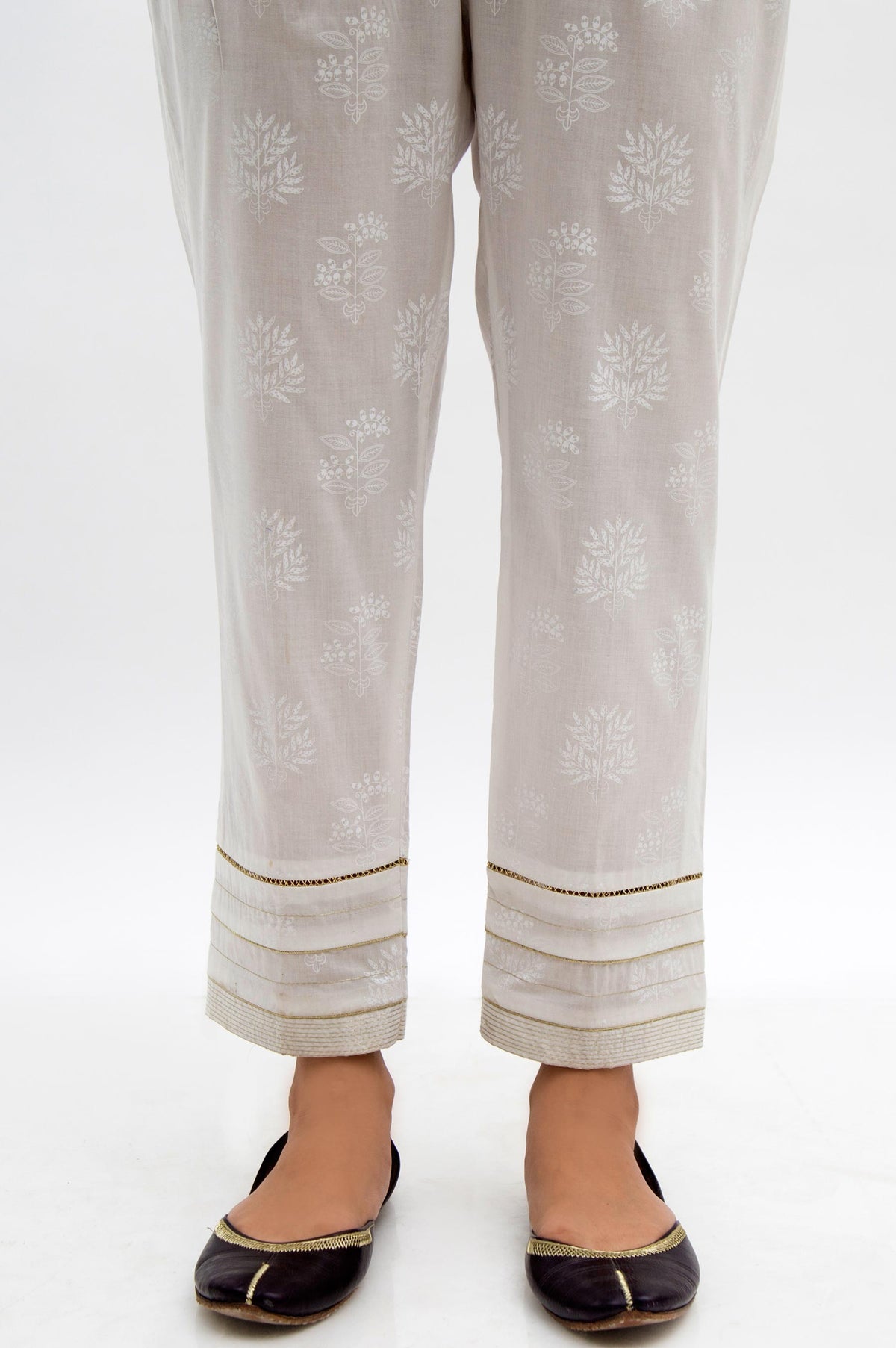 Embellished Cambric Cigarette Pants - White Paste/White