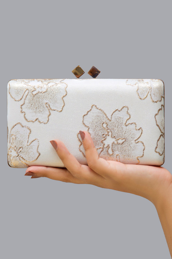 Embroidered Ivory Clutch