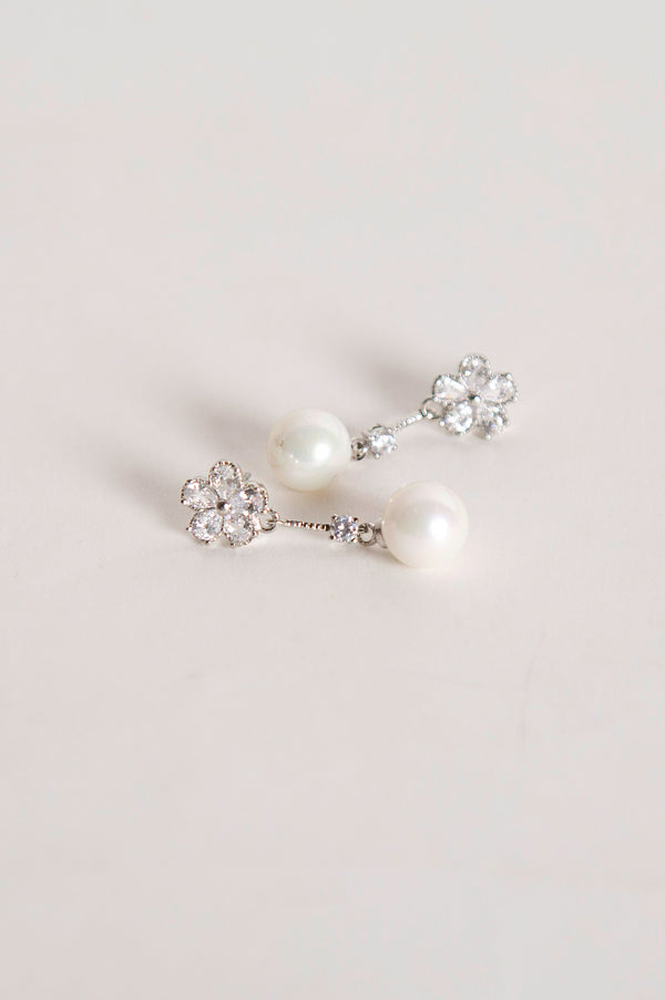 Floral Pearl Drop Earring