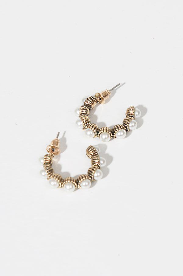 Mini Pearl Studded Hoops