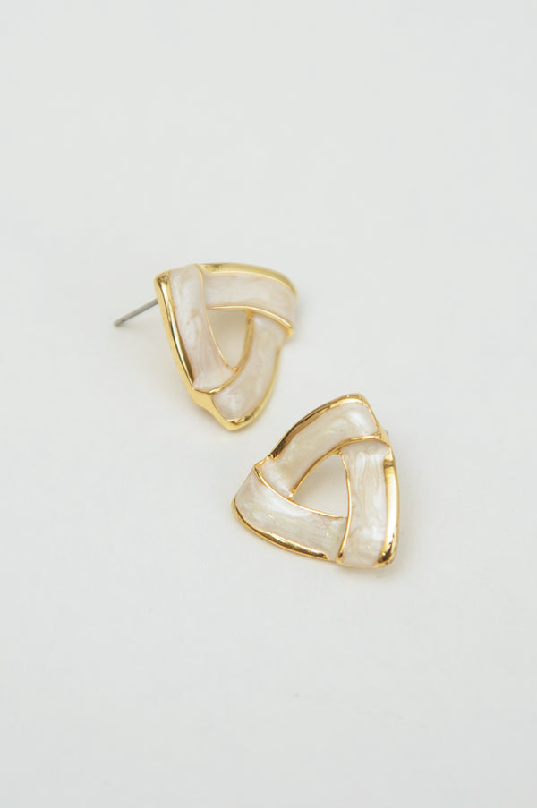 White Triangular Earrings