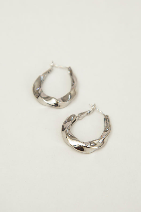 Silver Swirl Hoops