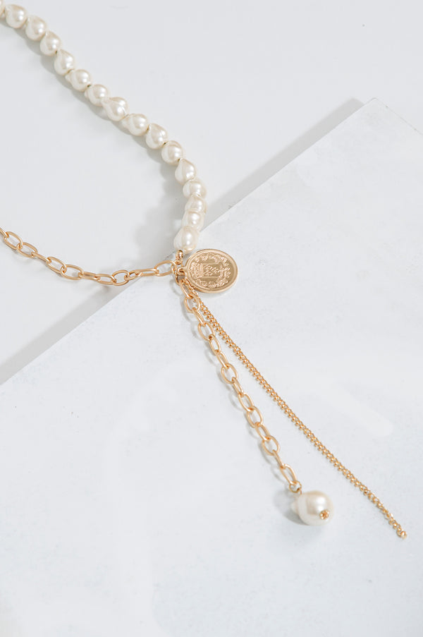 Pearl Rock Charm Necklace