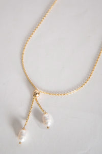Double Pearl Drop Necklace
