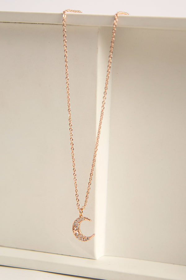 Rose Gold Moon Necklace