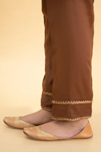 Basic Raw Silk Cigarette Pants - Copper
