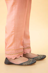 Basic Raw Silk Cigarette Pants - Pink