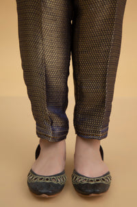 Basic Jamawar Cigarette Pants - Blue