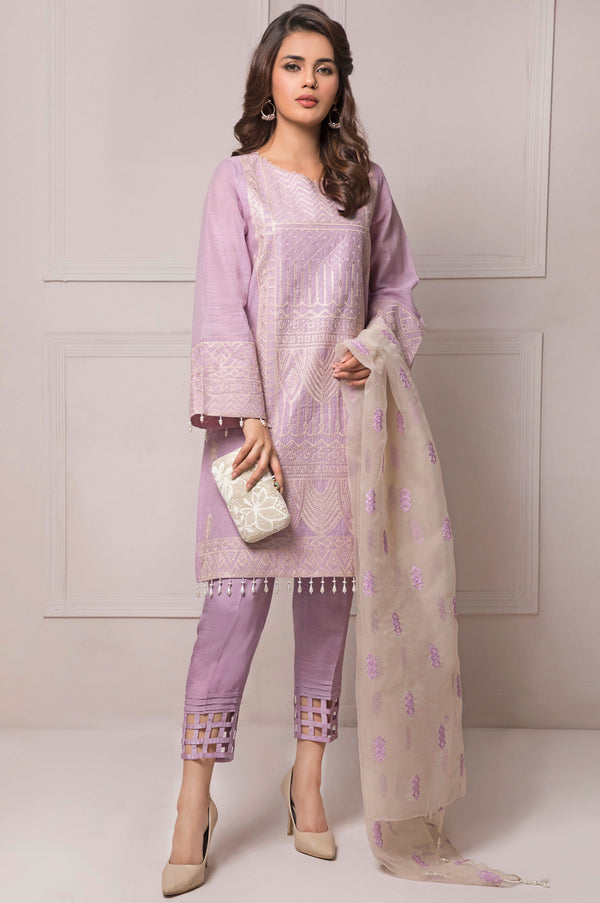 3 Piece Embroidered Unstitched Suit-Fabric: Cotton