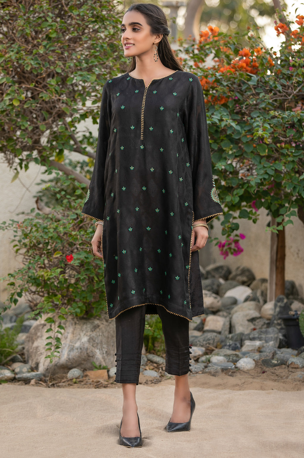 Stitched 1 Piece Jacquard Embroidered Shirt
