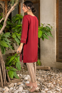 Stitched 1 Piece Cotton Silk Embroidered Shirt