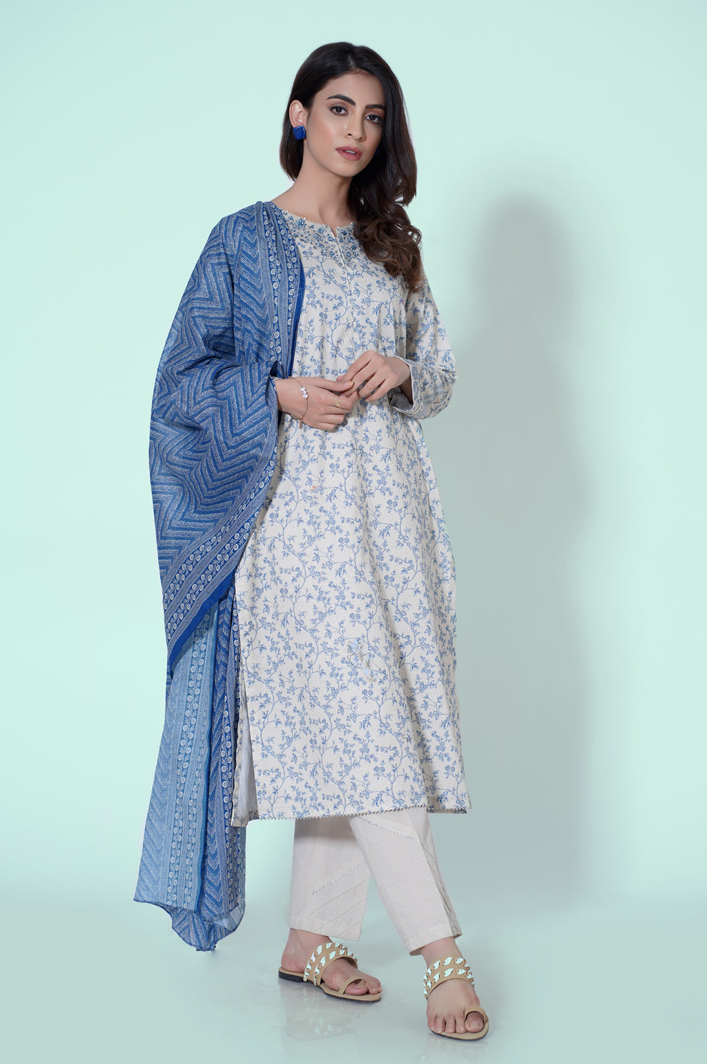 Stitched 3 Piece Embroidered Lawn Suit
