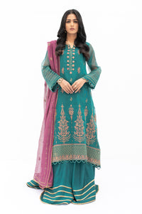 3 Piece Unstitched Embroidered Khaddi Net Suit