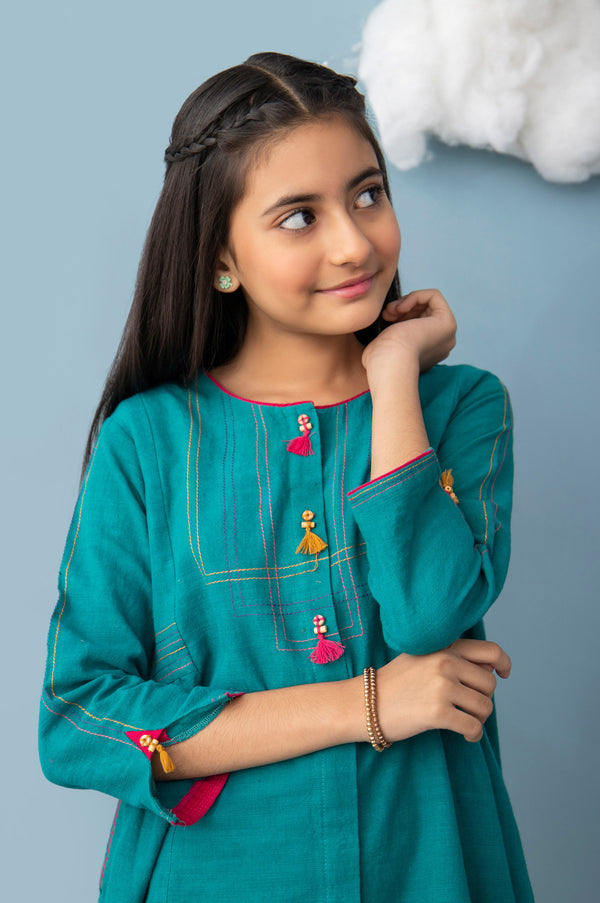 Stitched 1 Piece Embellished Khaddar Junior Shirt