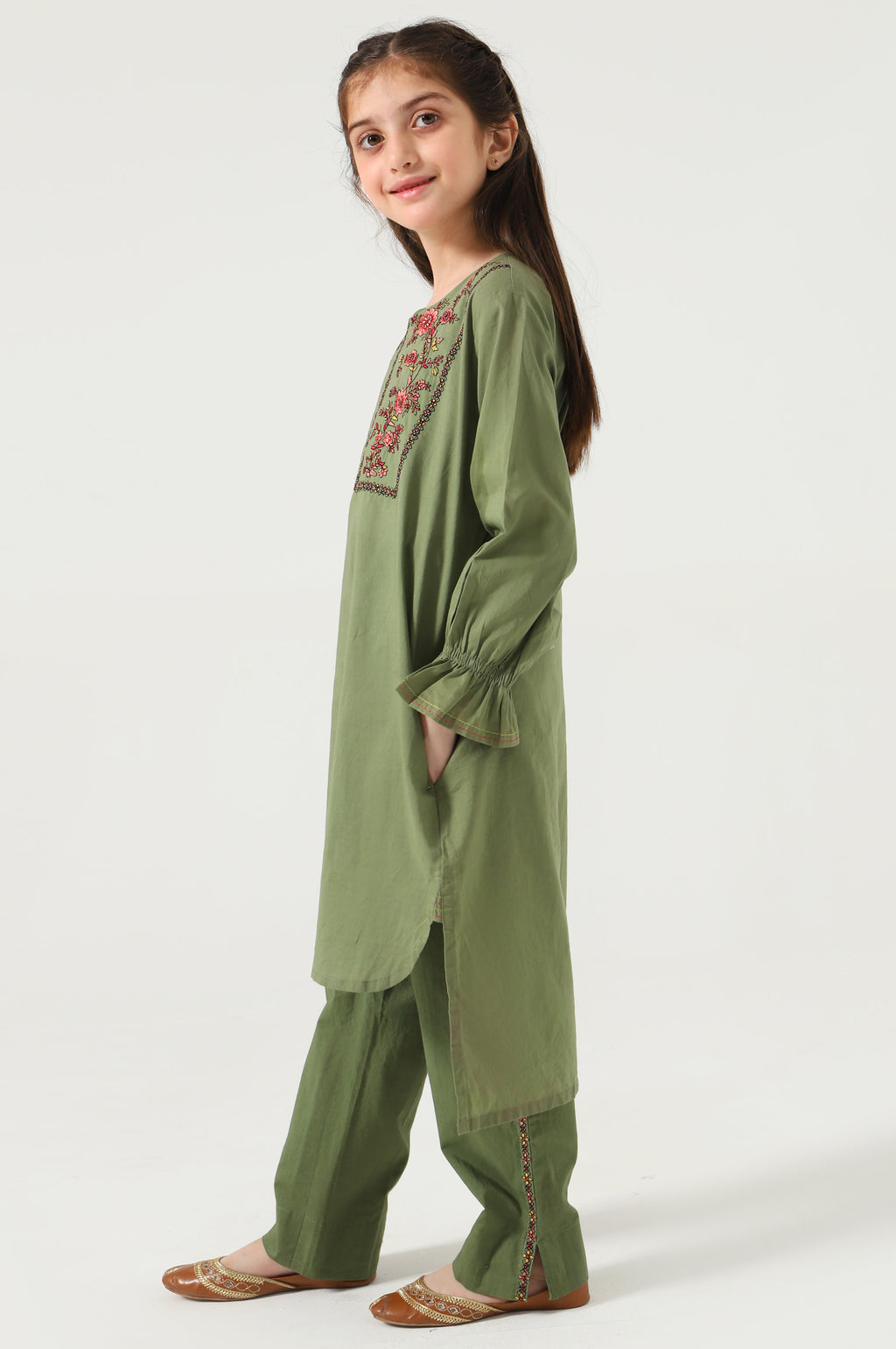 Stitched 2 Piece Embroidered Cambric Suit