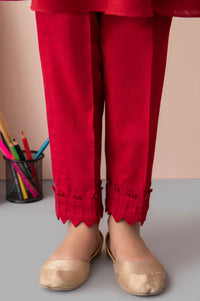 Embellished Khaddar Junior Pant - Cranberry Red