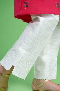 Embroidered Khaddar Cigeratte Junior Pant - White