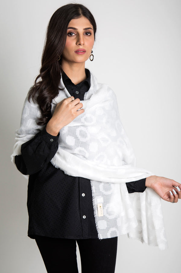 White Jacquard Scarf