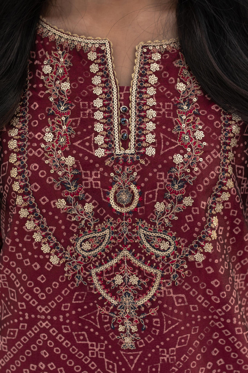 Stitched 1 Piece Block Print + Embroidered Shirt